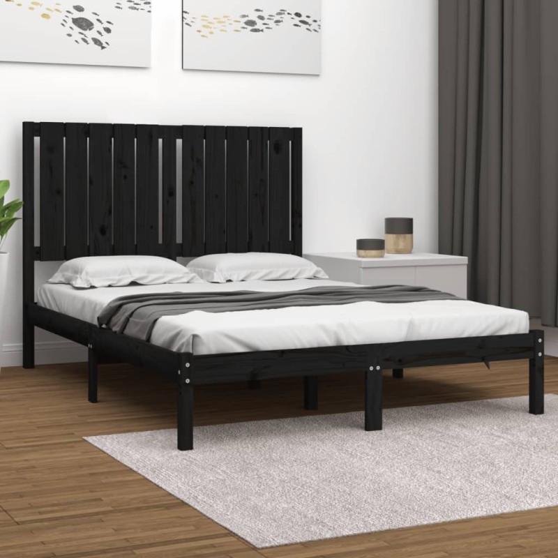 vidaXL Estructura de cama madera maciza doble pequeña negra 120x190 cm vidaXL Estructura de cama madera maciza doble pequeña negra 120x190 cm