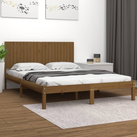 vidaXL Estructura de cama madera maciza de pino marrón miel 200x200 cm