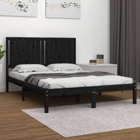 vidaXL Estructura de cama de madera maciza de pino negra 140x200 cm