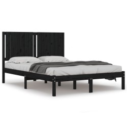vidaXL Estructura de cama de madera maciza de pino negra 140x200 cm