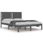 vidaXL Estructura de cama madera maciza gris king size 150x200 cm