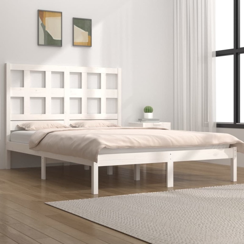 vidaXL Estructura de cama madera maciza de pino blanca 120x200 cm vidaXL Estructura de cama madera maciza de pino blanca 120x200 cm