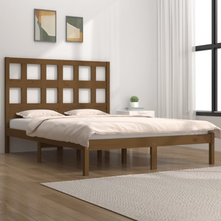 vidaXL Estructura de cama madera maciza de pino marrón miel 140x200 cm