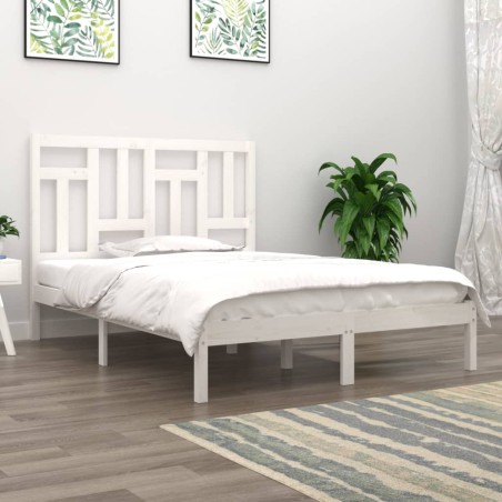 vidaXL Estructura de cama madera de pino doble blanca 135x190 cm