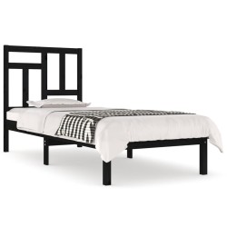vidaXL Estructura cama individual madera maciza pino negra 90x190 cm