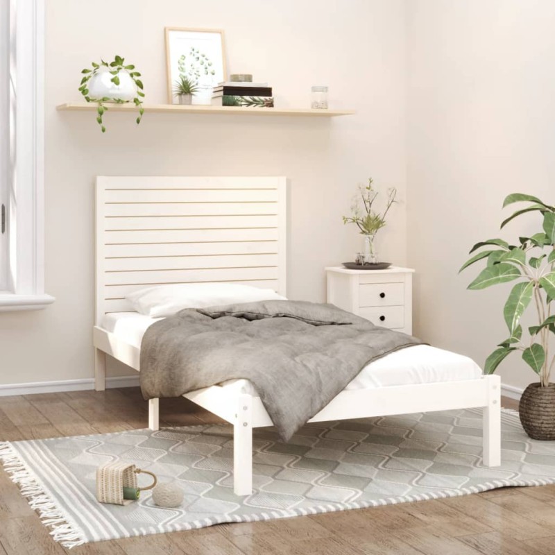 vidaXL Estructura de cama madera maciza de pino blanco 100x200 cm vidaXL Estructura de cama madera maciza de pino blanco 100x200 cm