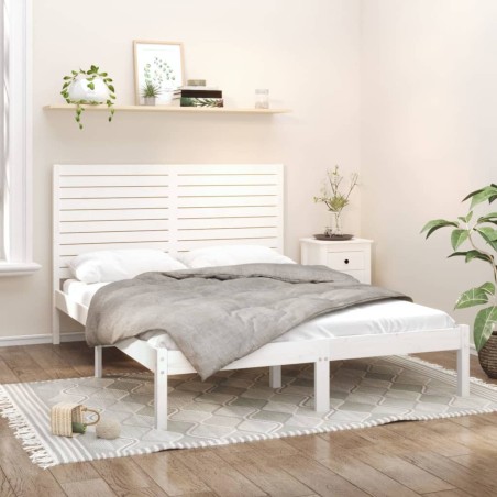 vidaXL Estructura de cama madera maciza king size blanca 150x200 cm