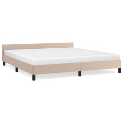 vidaXL Estructura de cama cabecero cuero sintético capuchino 180x200cm
