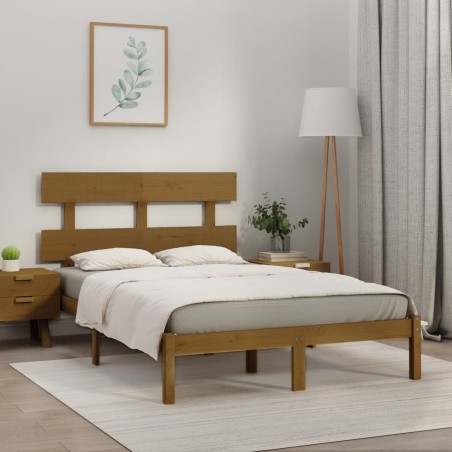 vidaXL Estructura de cama madera maciza de pino marrón miel 200x200 cm