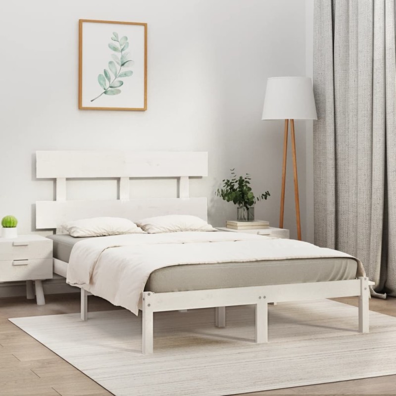 vidaXL Estructura de cama madera maciza blanca super king 180x200 cm vidaXL Estructura de cama madera maciza blanca super king 180x200 cm
