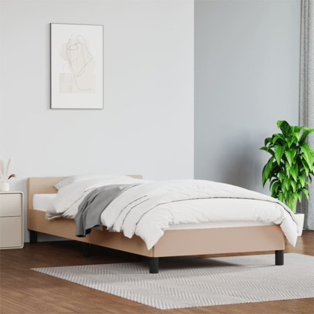 vidaXL Estructura de cama cabecero cuero sintético capuchino 90x200 cm
