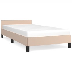 vidaXL Estructura de cama cabecero cuero sintético capuchino 90x200 cm