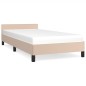vidaXL Estructura de cama cabecero cuero sintético capuchino 90x200 cm vidaXL Estructura de cama cabecero cuero sintético capuchino 90x200 cm