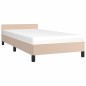 vidaXL Estructura de cama cabecero cuero sintético capuchino 90x200 cm vidaXL Estructura de cama cabecero cuero sintético capuchino 90x200 cm