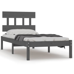 vidaXL Estructura de cama de madera maciza gris 100x200 cm