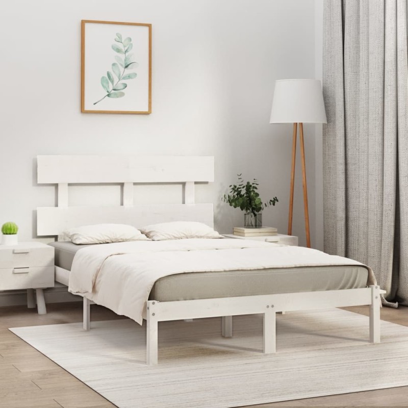 vidaXL Estructura de cama madera maciza blanco 200x200 cm vidaXL Estructura de cama madera maciza blanco 200x200 cm