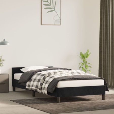 vidaXL Estructura de cama con cabecero de terciopelo negro 90x190 cm