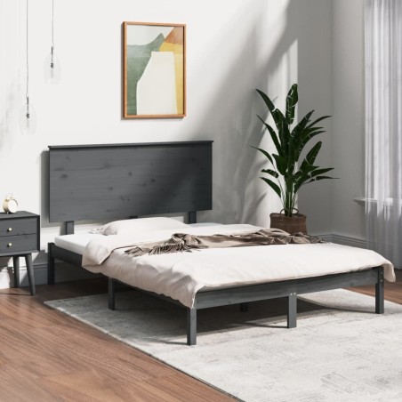 vidaXL Estructura de cama de madera maciza de pino gris 140x190 cm