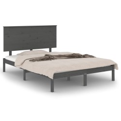 vidaXL Estructura de cama de madera maciza de pino gris 140x190 cm