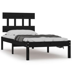vidaXL Estructura de cama madera maciza negra 100x200 cm