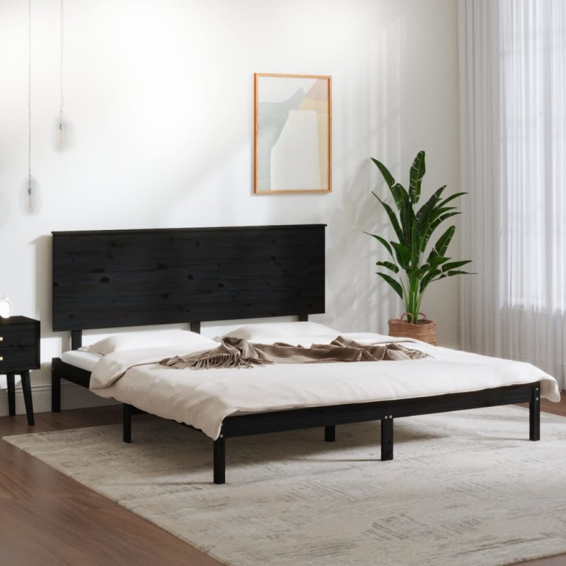 vidaXL Estructura de cama de madera maciza de pino negro 160x200 cm