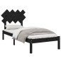 vidaXL Estructura de cama madera maciza negra 90x200 cm