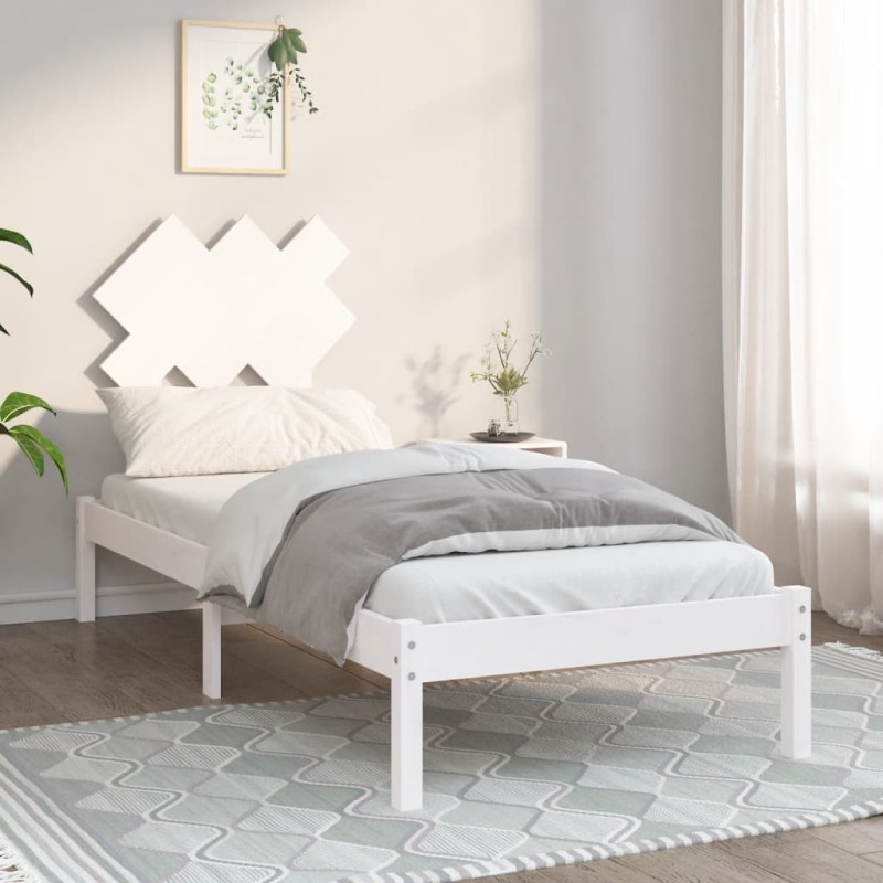 vidaXL Estructura de cama individual madera maciza blanco 75x190 cm vidaXL Estructura de cama individual madera maciza blanco 75x190 cm