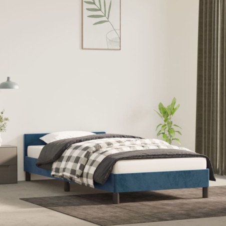 vidaXL Estructura cama con cabecero terciopelo azul oscuro 90x190 cm