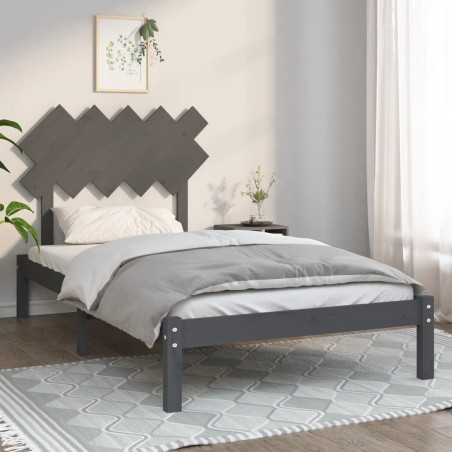 vidaXL Estructura de cama de madera maciza gris 100x200 cm