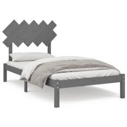 vidaXL Estructura de cama de madera maciza gris 100x200 cm