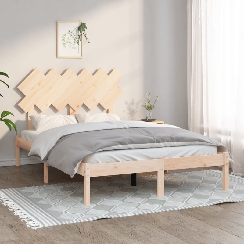 vidaXL Estructura de cama doble madera maciza 135x190 cm vidaXL Estructura de cama doble madera maciza 135x190 cm