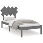 vidaXL Estructura de cama de madera maciza gris 90x190 cm vidaXL Estructura de cama de madera maciza gris 90x190 cm