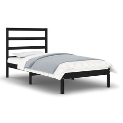vidaXL Estructura de cama madera maciza negro 75x190 cm