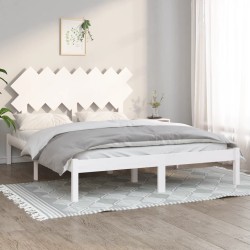 vidaXL Estructura de cama madera maciza king size blanca 150x200 cm
