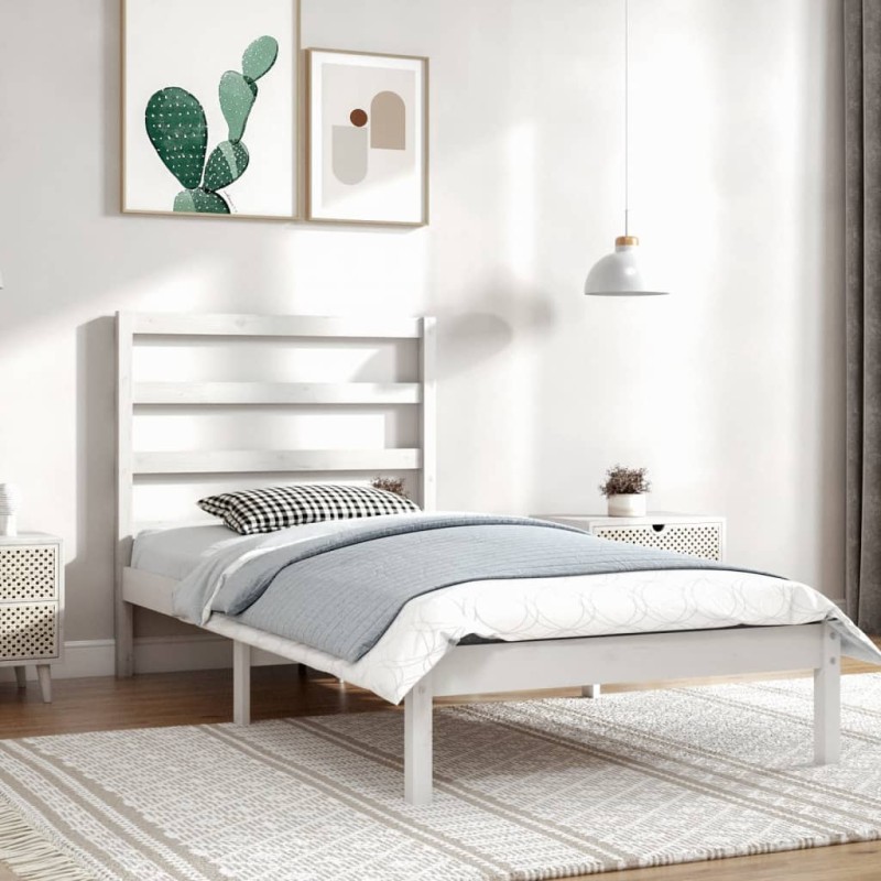 vidaXL Estructura de cama madera maciza de pino blanca 90x200 cm