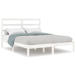vidaXL Estructura de cama doble de madera maciza blanca 120x190cm