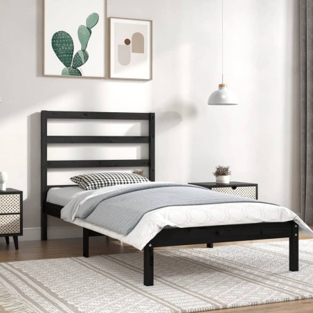 vidaXL Estructura de cama madera maciza de pino negra 100x200 cm