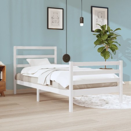vidaXL Estructura de cama madera maciza de pino blanca 90x200 cm