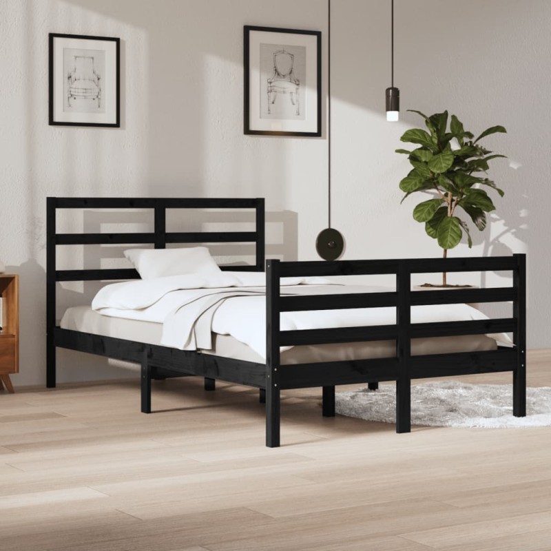 vidaXL Estructura de cama madera maciza de pino negro 120x200 cm