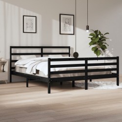 vidaXL Estructura de cama de madera maciza de pino negra 200x200 cm