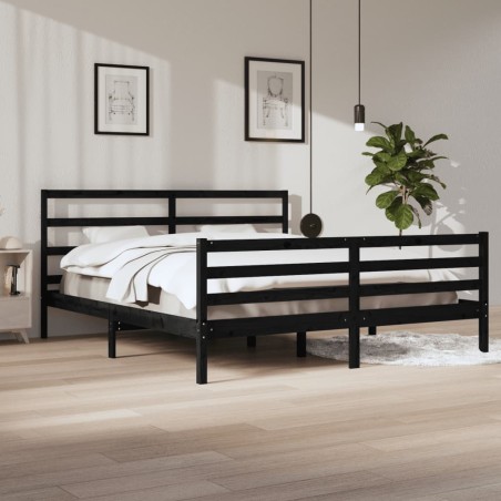 vidaXL Estructura de cama de madera maciza de pino negra 200x200 cm