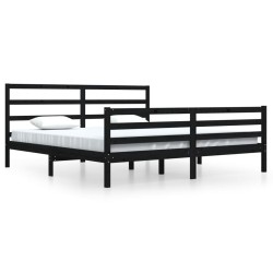 vidaXL Estructura de cama de madera maciza de pino negra 200x200 cm