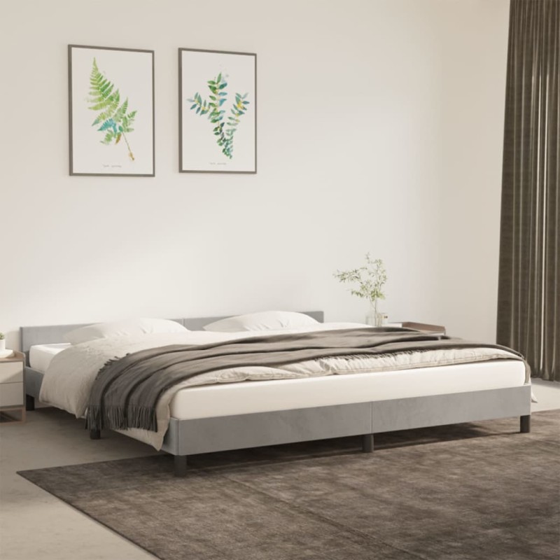 vidaXL Estructura de cama con cabecero terciopelo gris claro 200x200cm vidaXL Estructura de cama con cabecero terciopelo gris claro 200x200cm