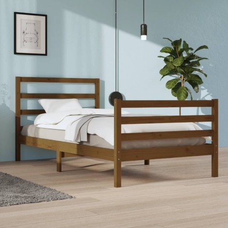 vidaXL Estructura de cama madera maciza pino marrón miel 100x200 cm