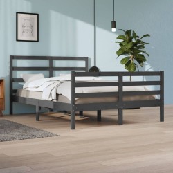 vidaXL Estructura de cama de madera maciza de pino gris 160x200 cm
