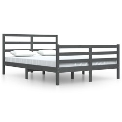 vidaXL Estructura de cama de madera maciza de pino gris 160x200 cm
