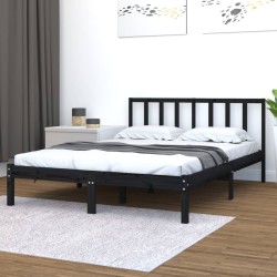 vidaXL Estructura de cama de madera maciza de pino negra 160x200 cm