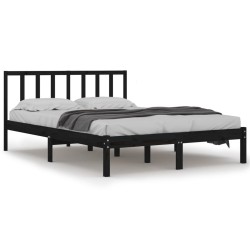 vidaXL Estructura de cama de madera maciza de pino negra 160x200 cm