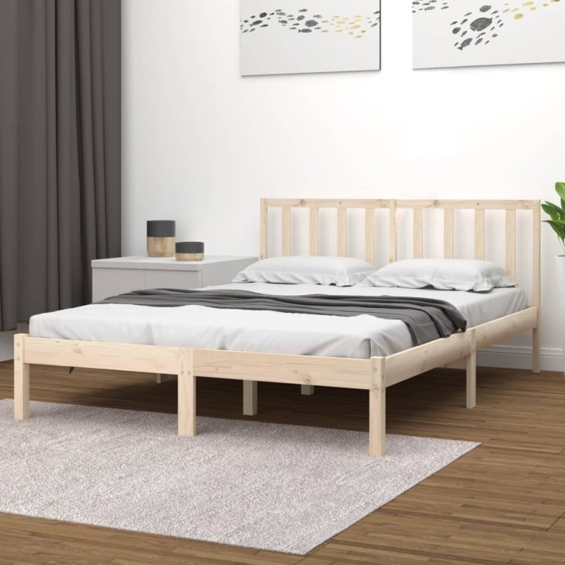 vidaXL Estructura de cama madera maciza de pino 140x190 cm vidaXL Estructura de cama madera maciza de pino 140x190 cm