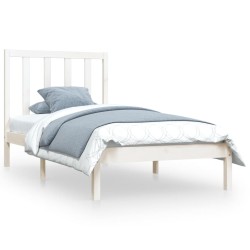 vidaXL Estructura de cama madera maciza individual blanco 75x190 cm